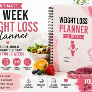 Digital Weight Loss Planner for Women and Men 12 Week Fitness and Weight Loss Journal