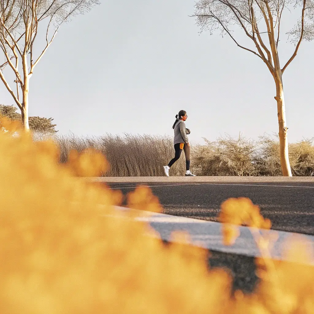 beginner walking outdoors in zone 2 heart rate training zone