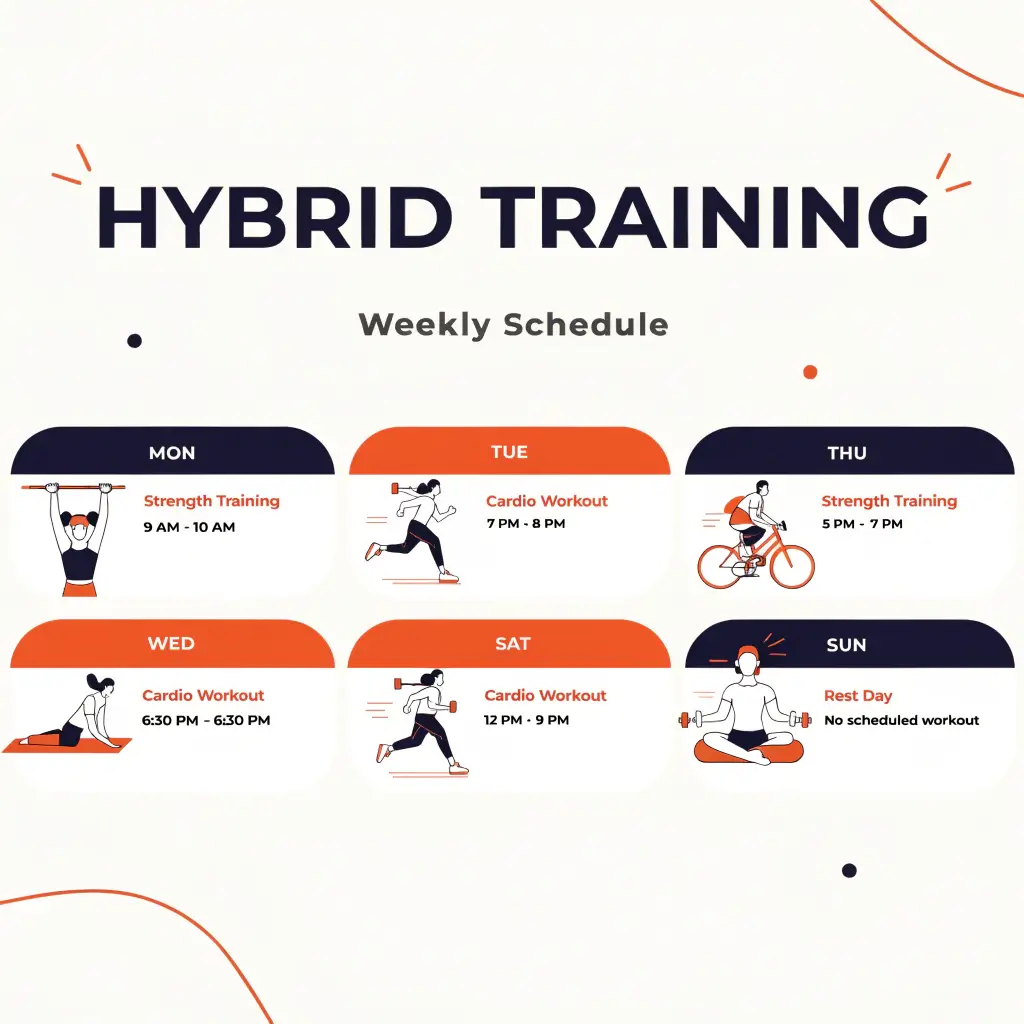 hybrid training weekly schedule strength and cardio